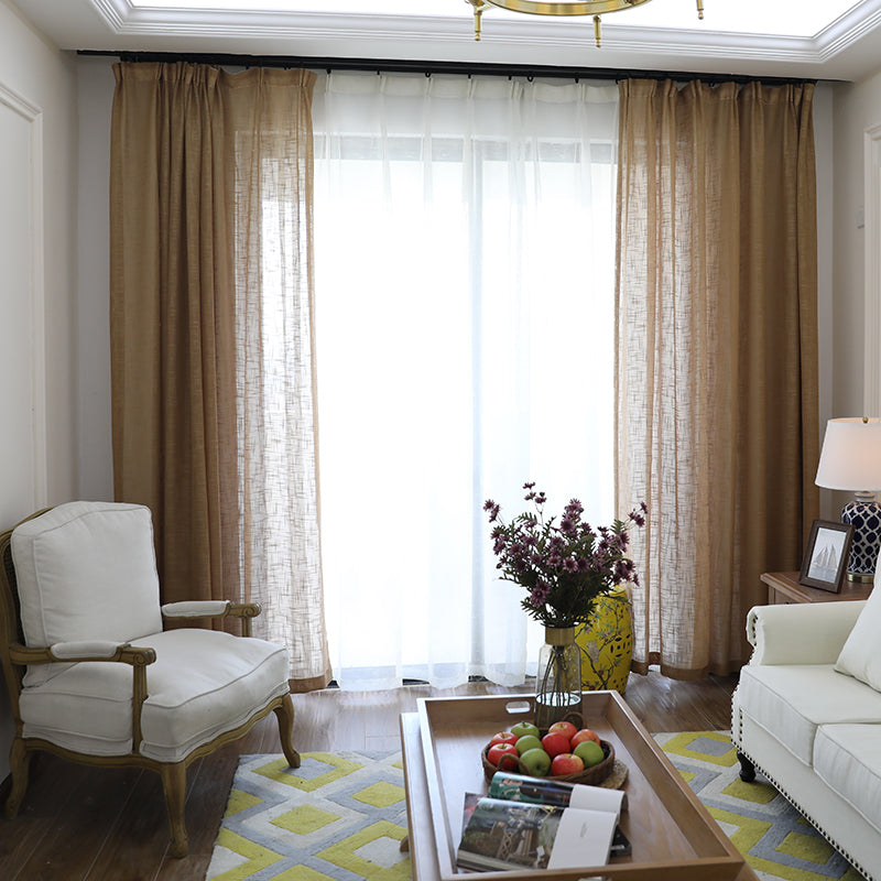 Cotton Linen Light Filtering Curtains – Modern Minimalist, Semi-Sheer, 6 Colours