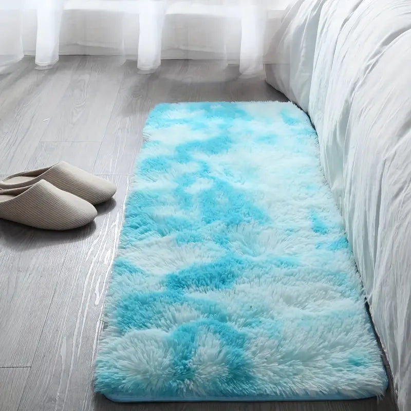 Fluffy Shaggy Area Rug – Tie-Dye Plush, Multiple Sizes, Living Room and Bedroom