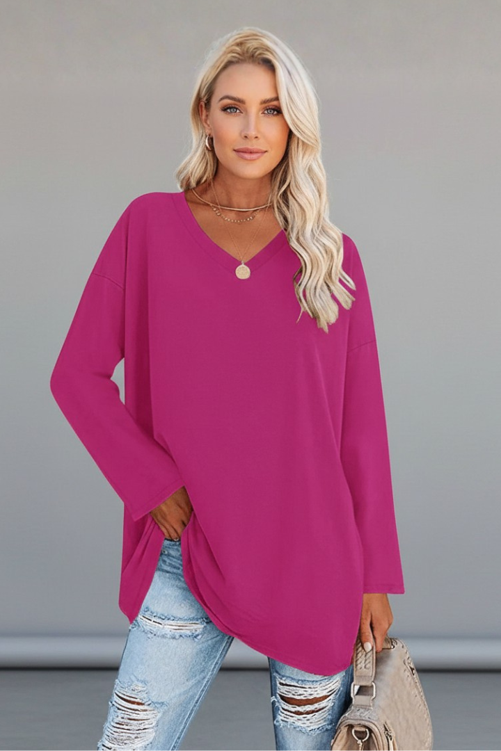 Brixton Women's V Neck Relaxed Fit Long Sleeve Top