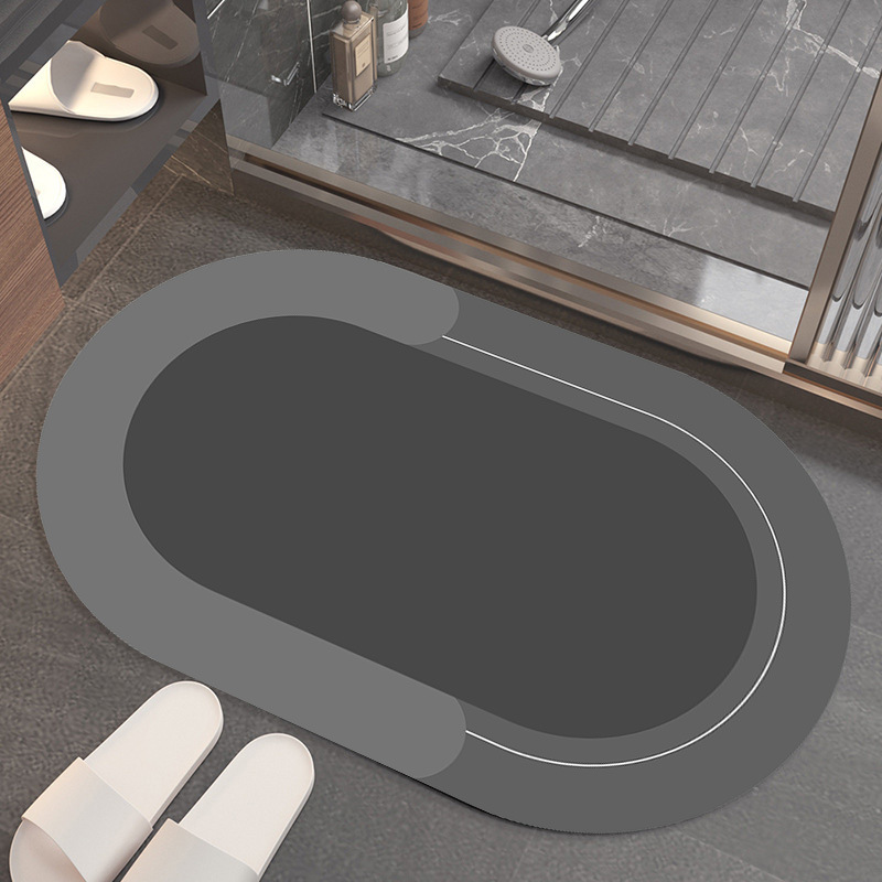 Solid Colour Absorbent Bathroom Mat – Non-Slip, Quick-Dry, Modern Design