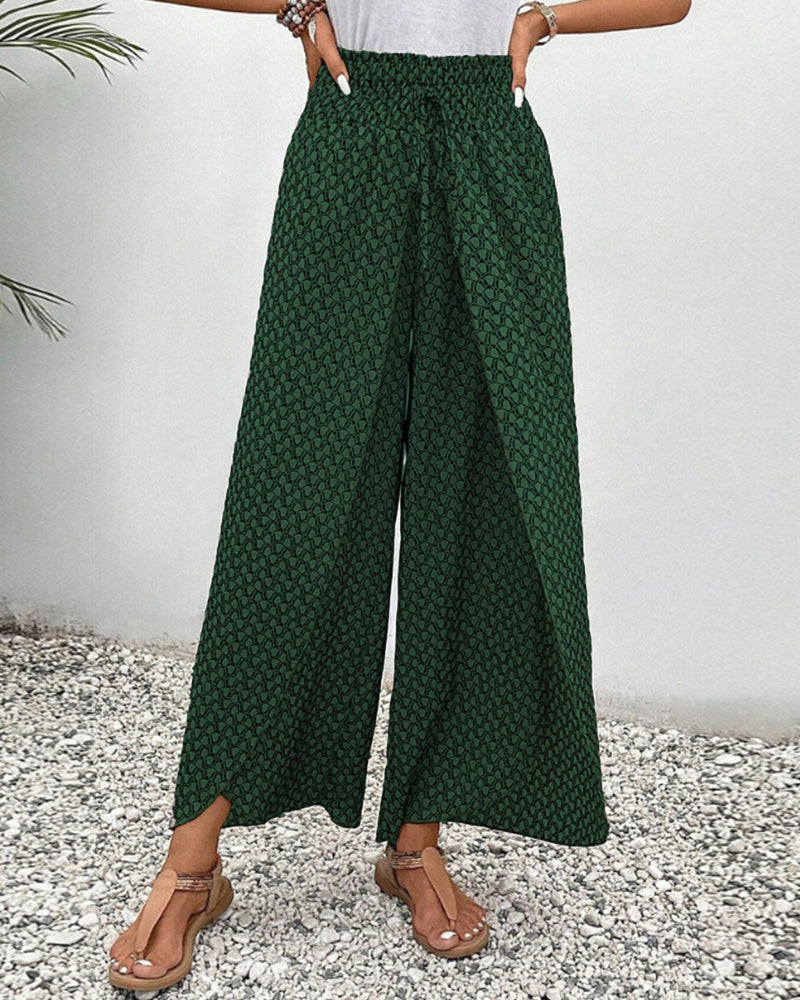 Wide-Leg Trousers in Geometric Print