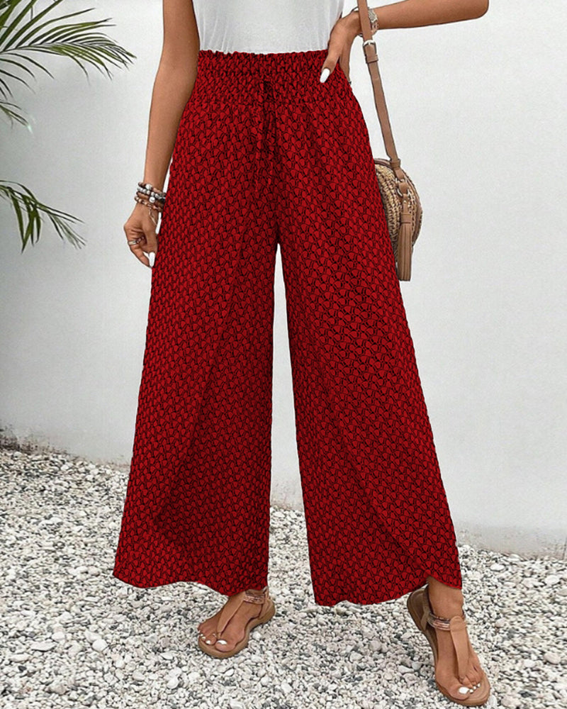 Wide-Leg Trousers in Geometric Print