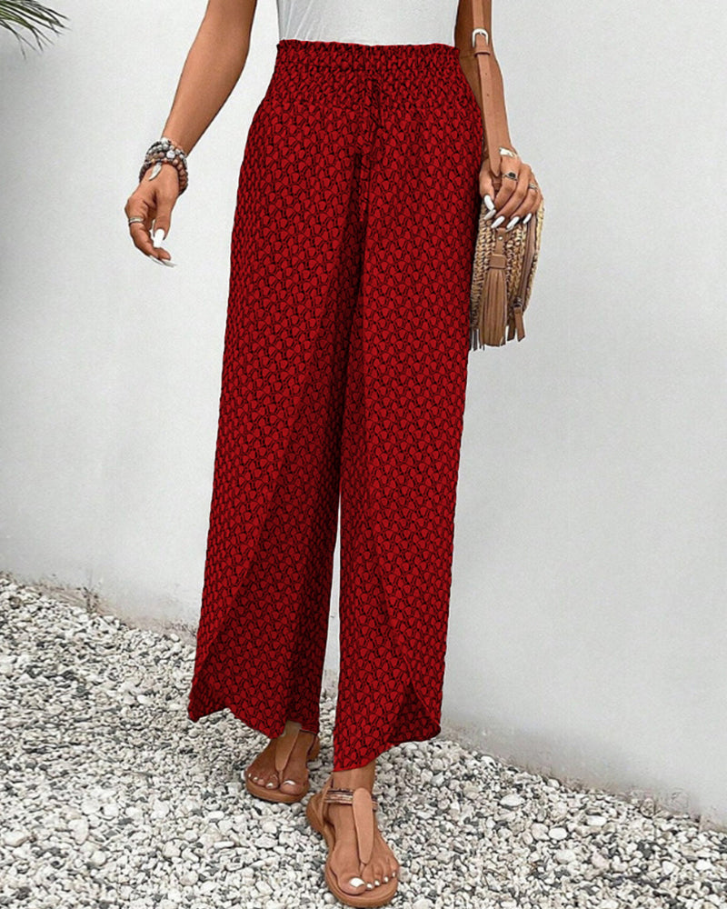 Wide-Leg Trousers in Geometric Print