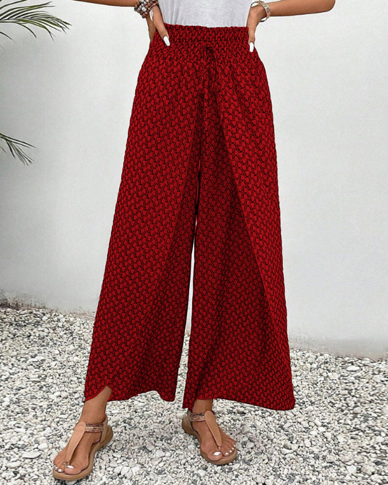 Wide-Leg Trousers in Geometric Print
