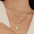 Two-Piece Initial Letter and Cross Necklace Set