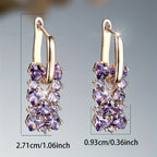 Purple Zirconia Gold-Plated Dangle Earrings