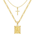 Two-Piece Initial Letter and Cross Necklace Set
