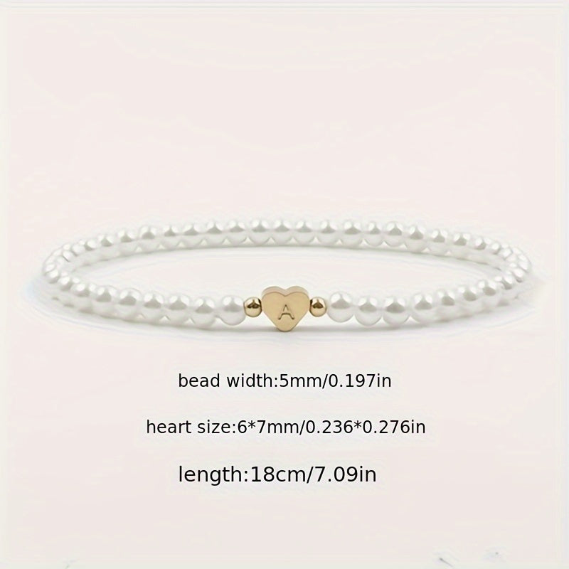 Armband met hart en initiaal van A tot Z