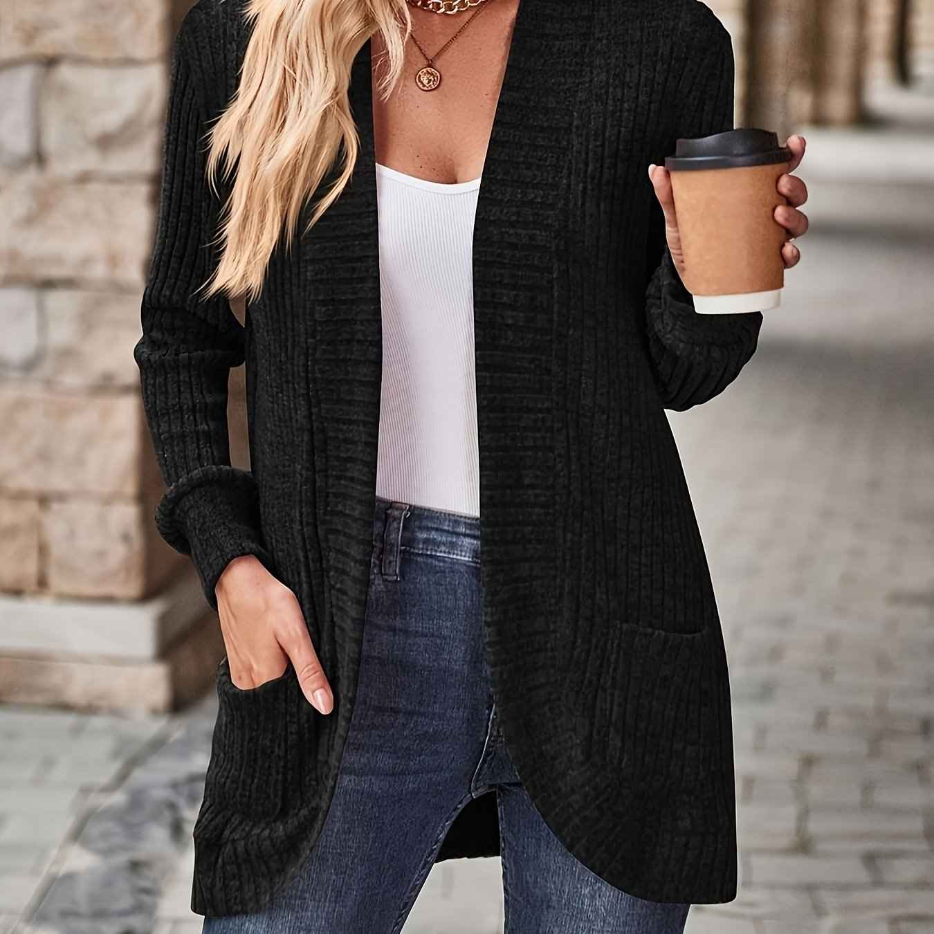 Softly Draped Knit Cardigan for Layering Over Dresses