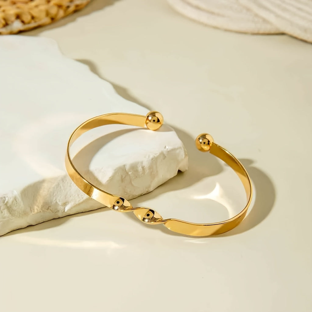 Five-Piece Round Smooth Metal Bangle Set