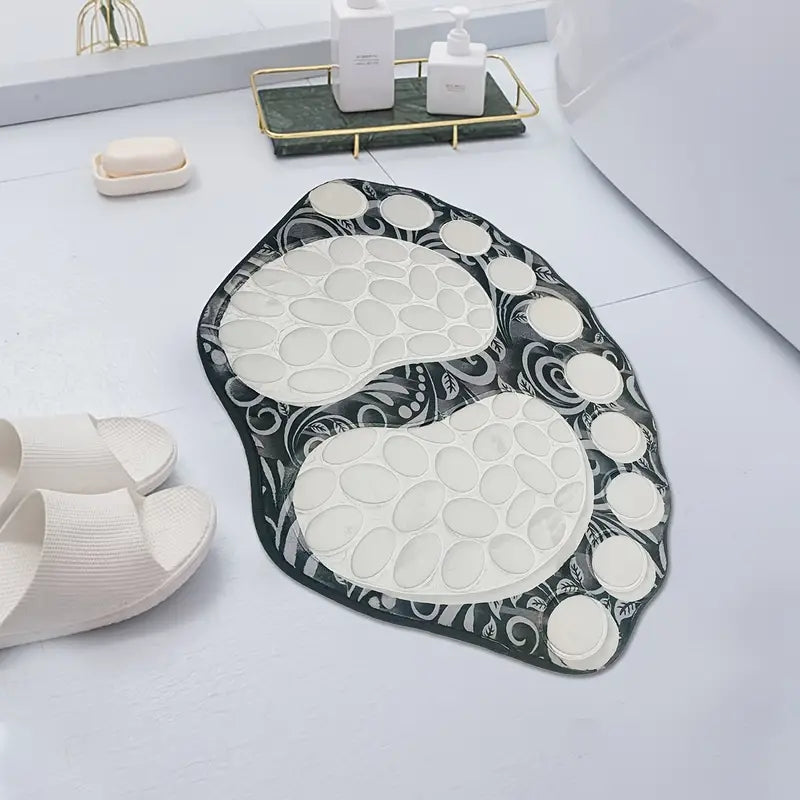 Cobblestone Embossed Non-Slip Bathroom Rug – Polyester, 39x59cm