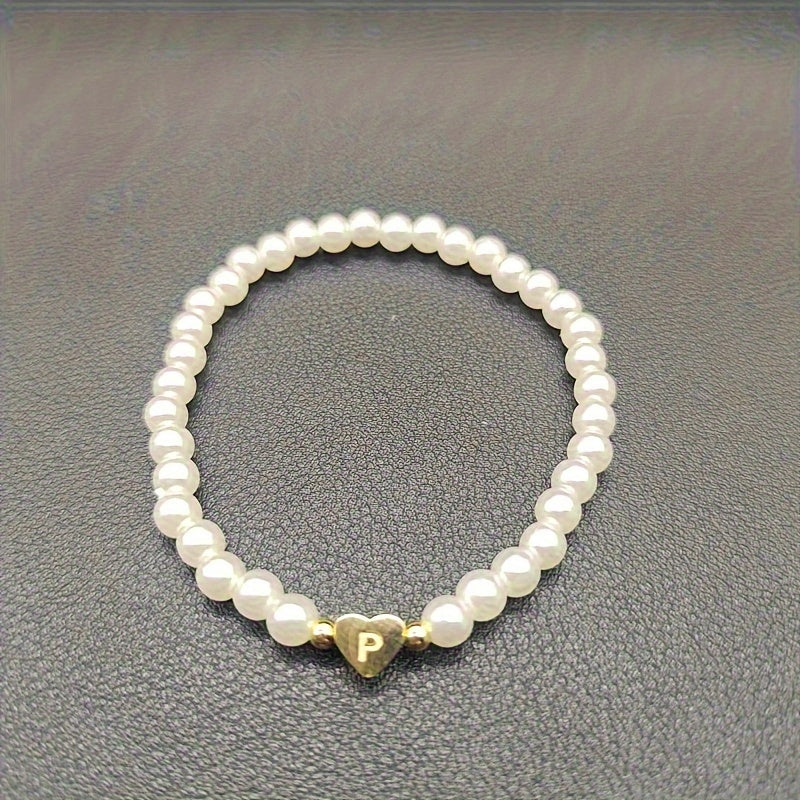 Armband met hart en initiaal van A tot Z