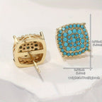 Square Synthetic Turquoise Stud Earrings
