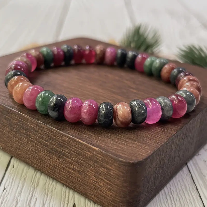 Rainbow Tourmaline Bead Bracelet