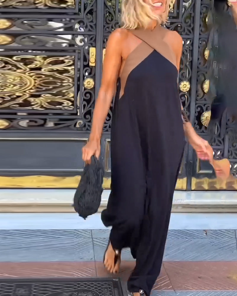 Loose Halter Neck Open Back Maxi Dress