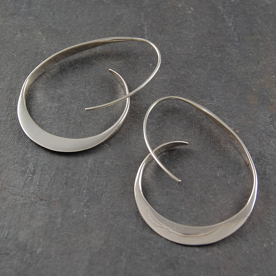 Spiral Wave Hoop Earrings in Two Tones