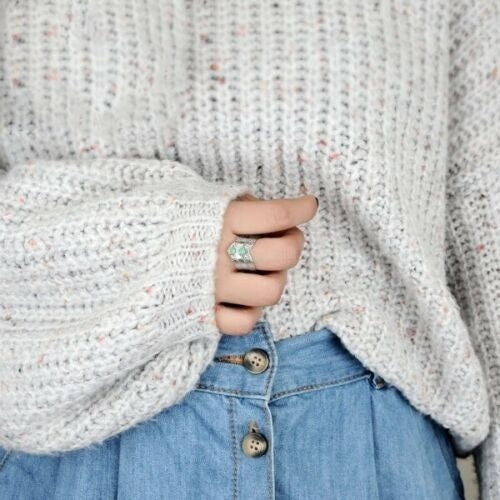 Vintage-Style Bohemian Turquoise Statement Band Ring