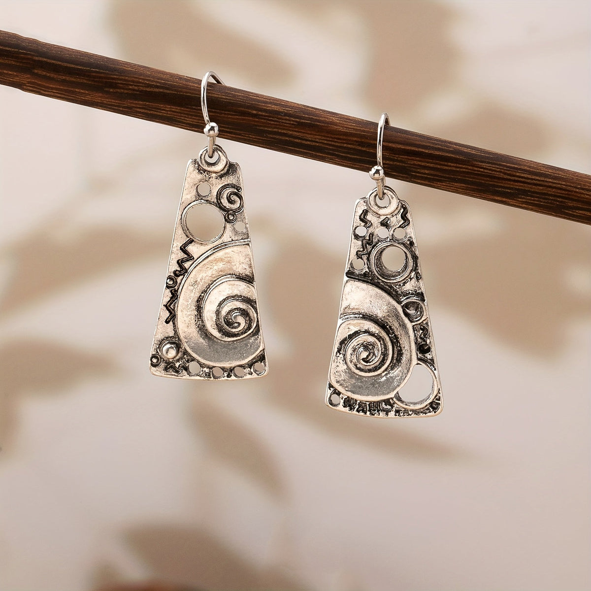 Bohemian Spiral Engraved Ethnic Drop Earrings