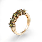Vintage-Style Olive Green Cubic Zirconia Ring