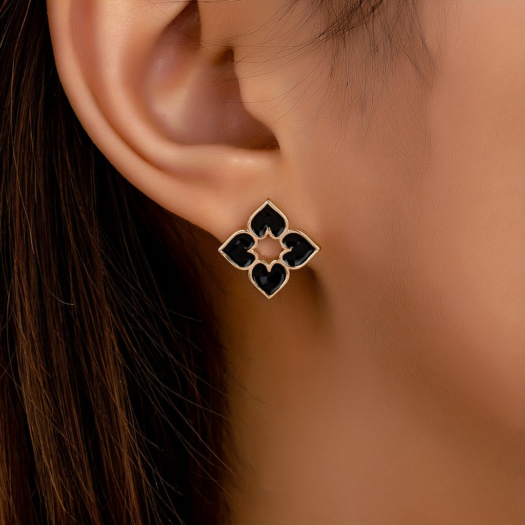 Enamel Heart Stud Earrings in Four Colours