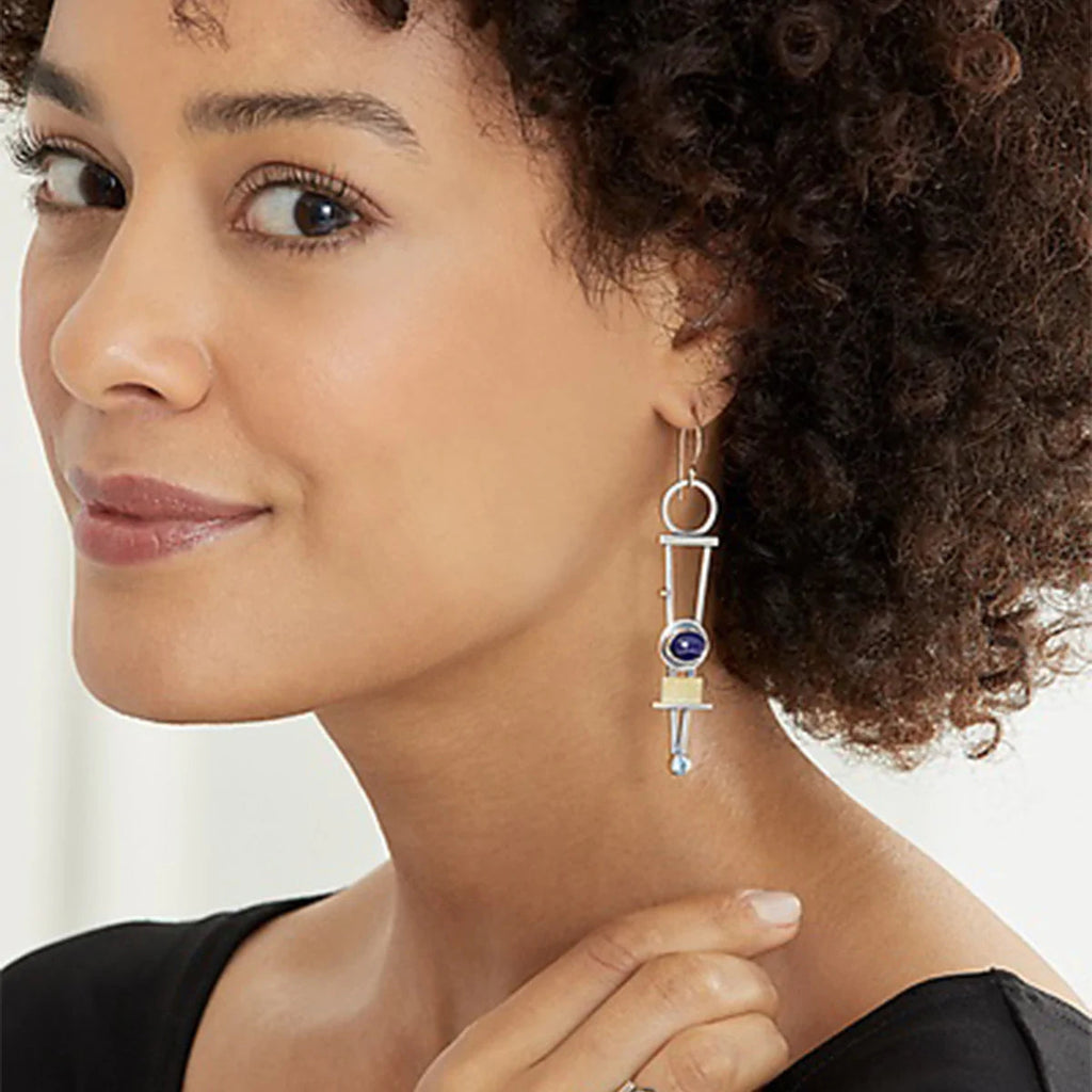 Two-Colour Plaid Earrings
