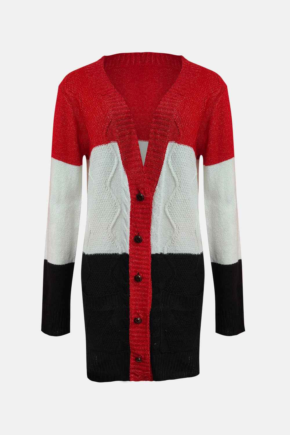 Gebreid vest met colourblock, V-hals en knoopsluiting