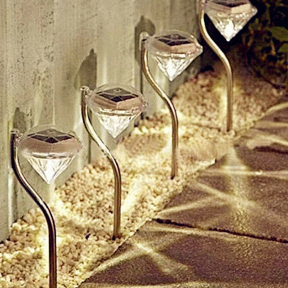 Solar Garden Lights – Diamond LED Lawn Stake Light, Waterproof Outdoor Pathway Lighting