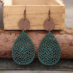 Vintage Hollow Faux Leather Drop Earrings