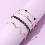 Four-Piece Green Rhinestone Jewellery Set