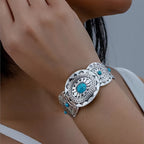 Vintage-Style Stamped Turquoise Cuff Bracelet