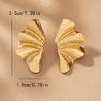 Textured Gold-Tone Fan Stud Earrings