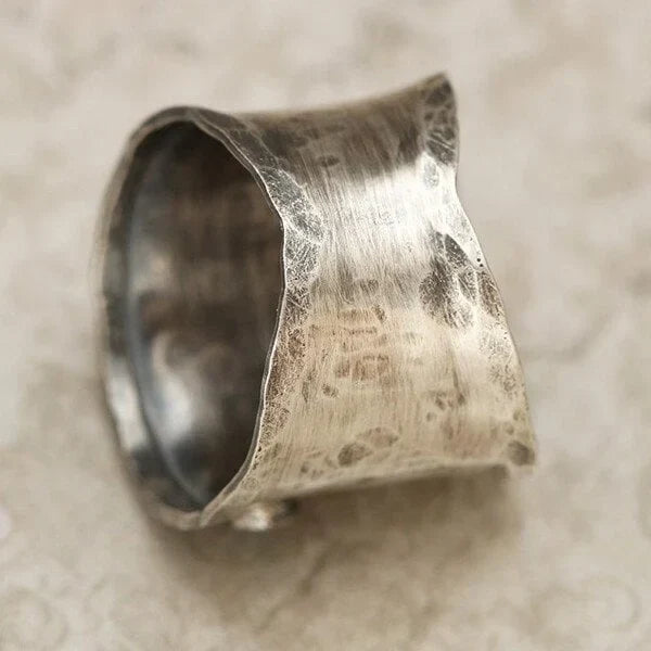 Bird and Flower Wide Band Ring