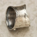Bird and Flower Wide Band Ring