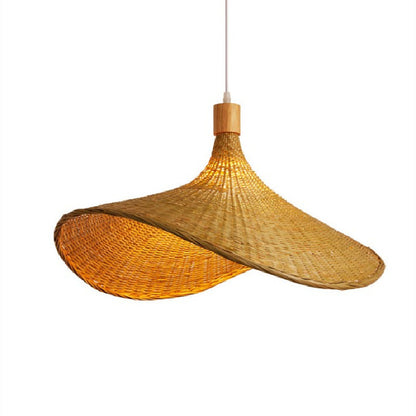 Large Bamboo Pendant Light – Handcrafted Woven Ceiling Lamp for Restaurant & Living Room