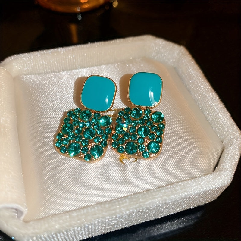 Square Glass Pendant Earrings in Many Colours
