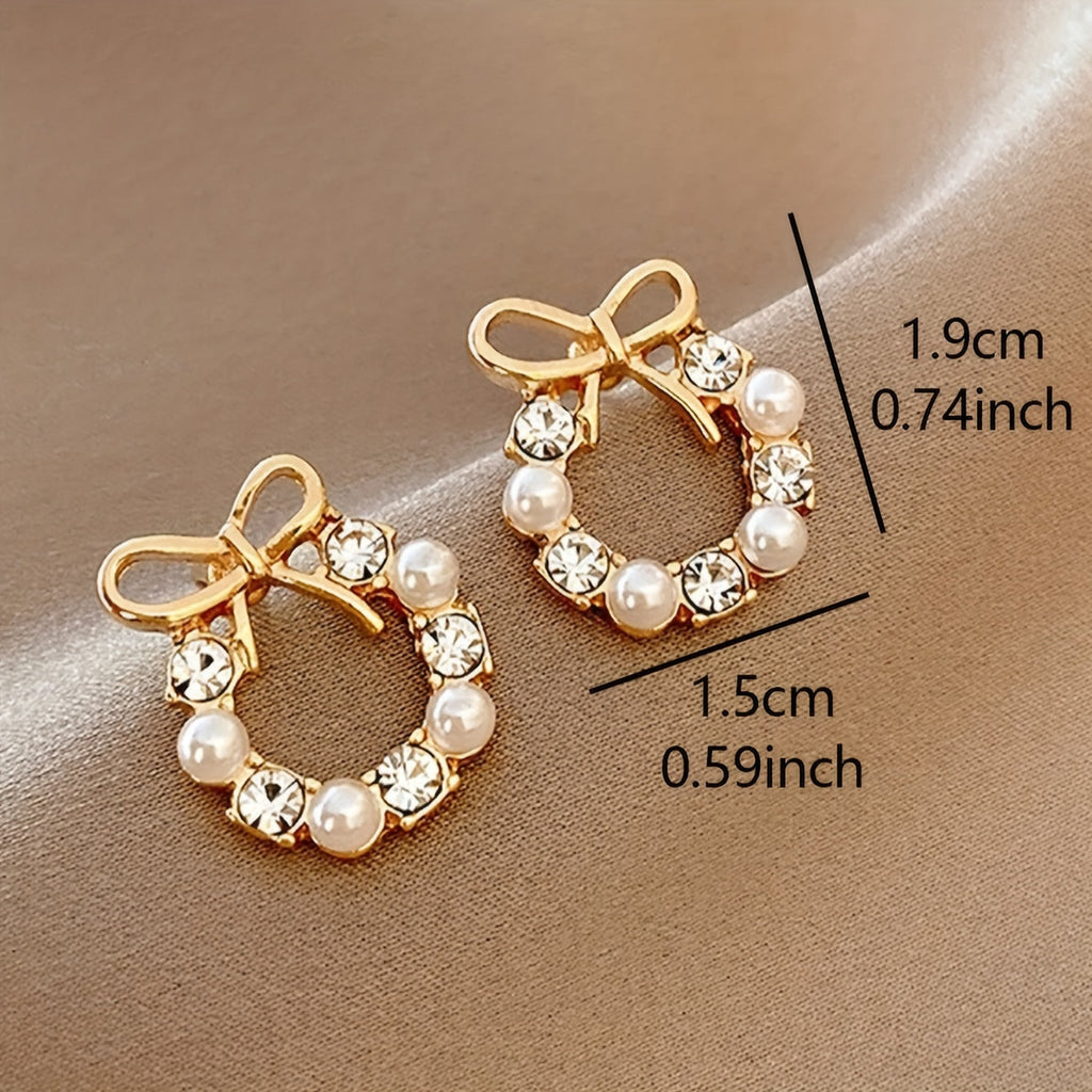 Minimalist Butterfly Knot Pearl Earrings