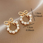 Minimalist Butterfly Knot Pearl Earrings