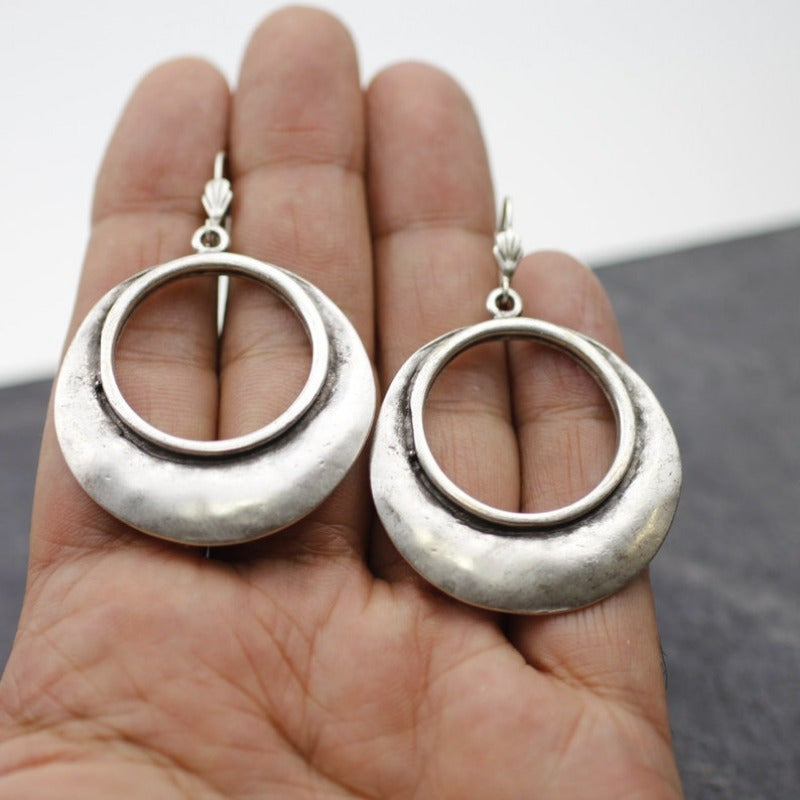 Bohemian Large Open Circle Tribal Hoop Earrings