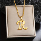Crystal Accent Initial Necklace in Gold Tone