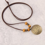 Vintage Zodiac Wooden Bead Pendant Necklace