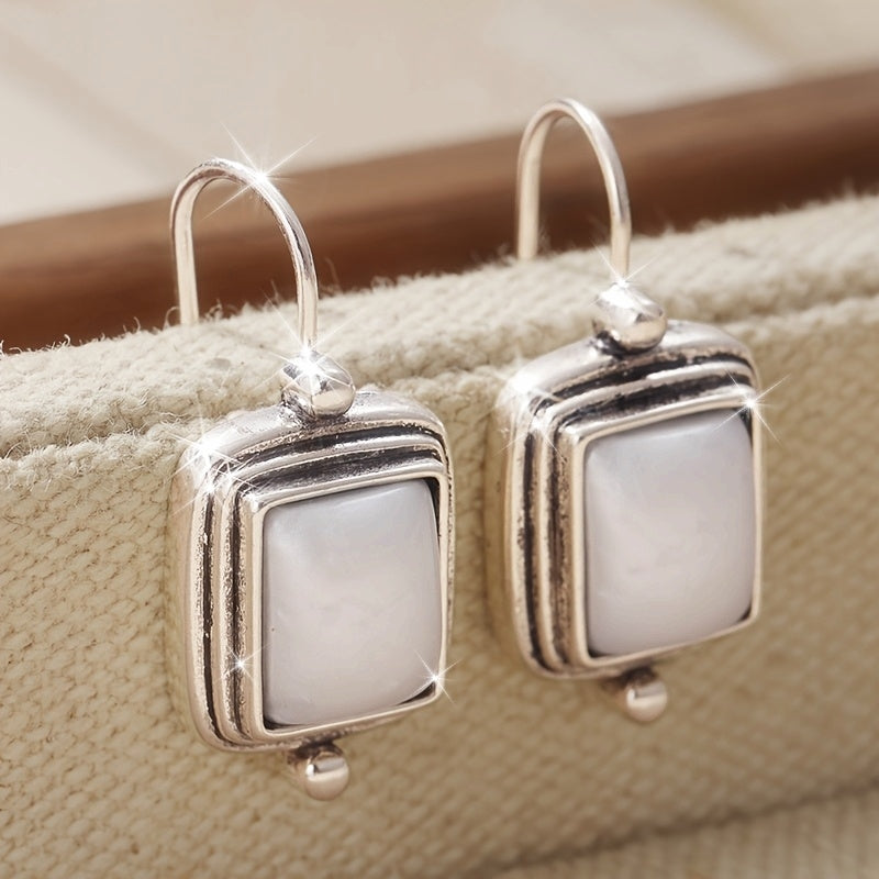 Bohemian Square Pearl Drop Earrings
