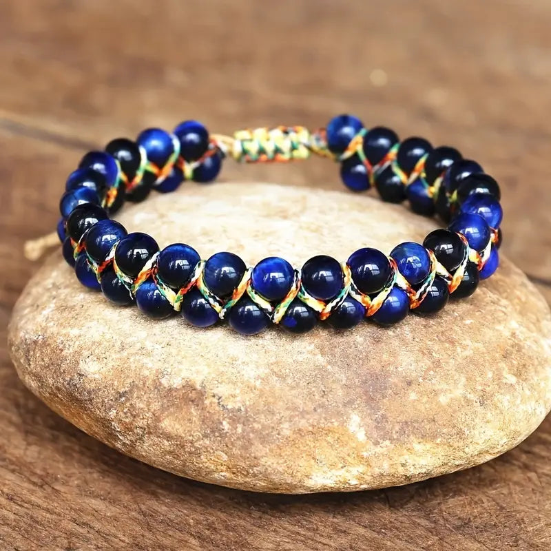 Lapis Lazuli and Gold-Tone Bead Bracelet