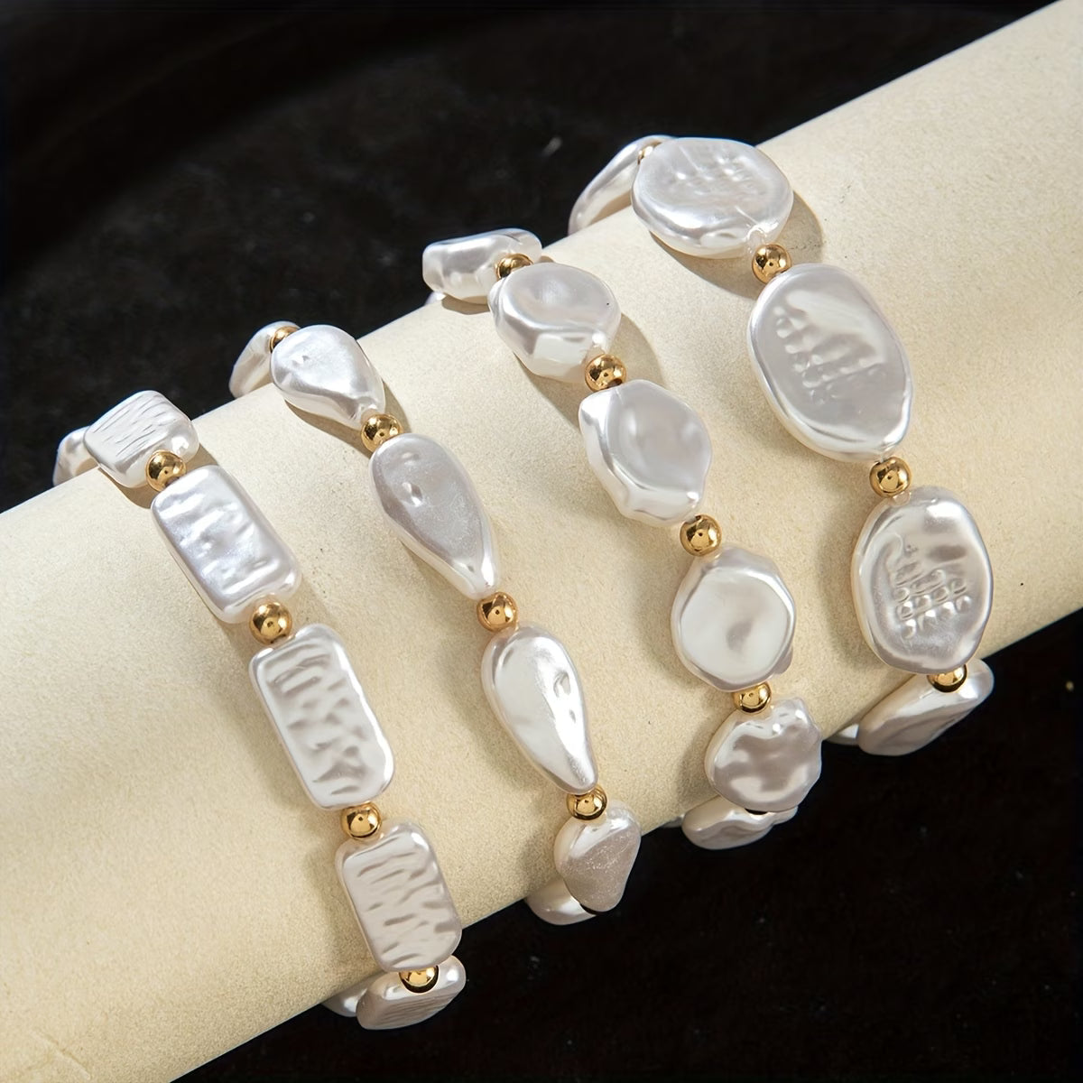 Pearl Statement Bracelet Set of Four