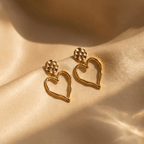 Gold-Plated Open Heart Drop Earrings