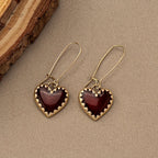 Vintage Bohemian Red Resin Drip Heart Earrings