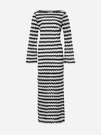 Striped Knit Maxi Dress with a High Waist and Side Split