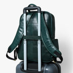 Rich Green Italian Leather Luxury City Backpack