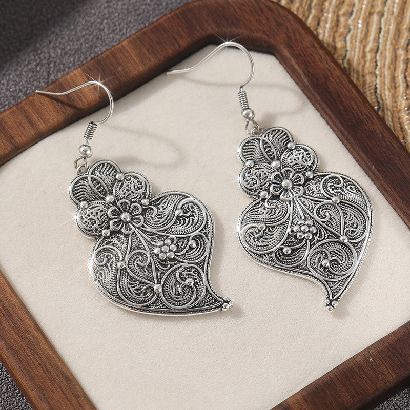 Filigree Heart Hook Earrings