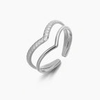 Adjustable Double-Layer V-Shaped Statement Ring