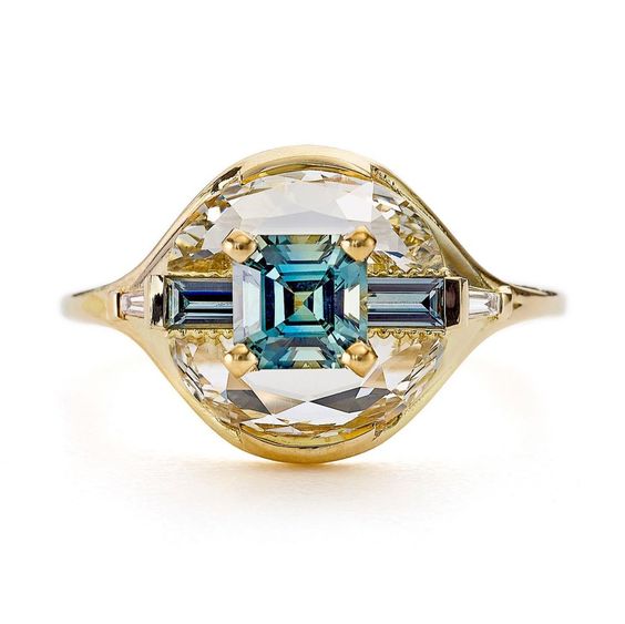 Vintage-Style Blue Zirconia Eye Gold-Tone Ring